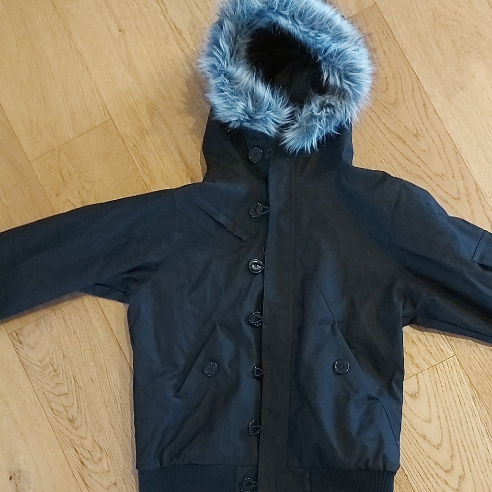 Nikita Black Jacket with Faux Fur Hood